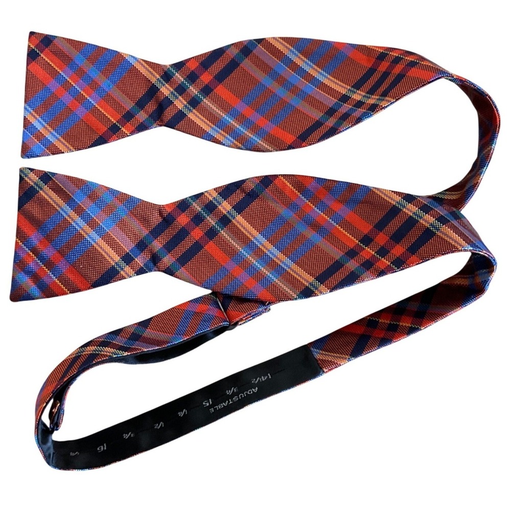 Vintage Bow Tie Plaid Silk Blend Preppy Dark Academia Dapper Professor Formal